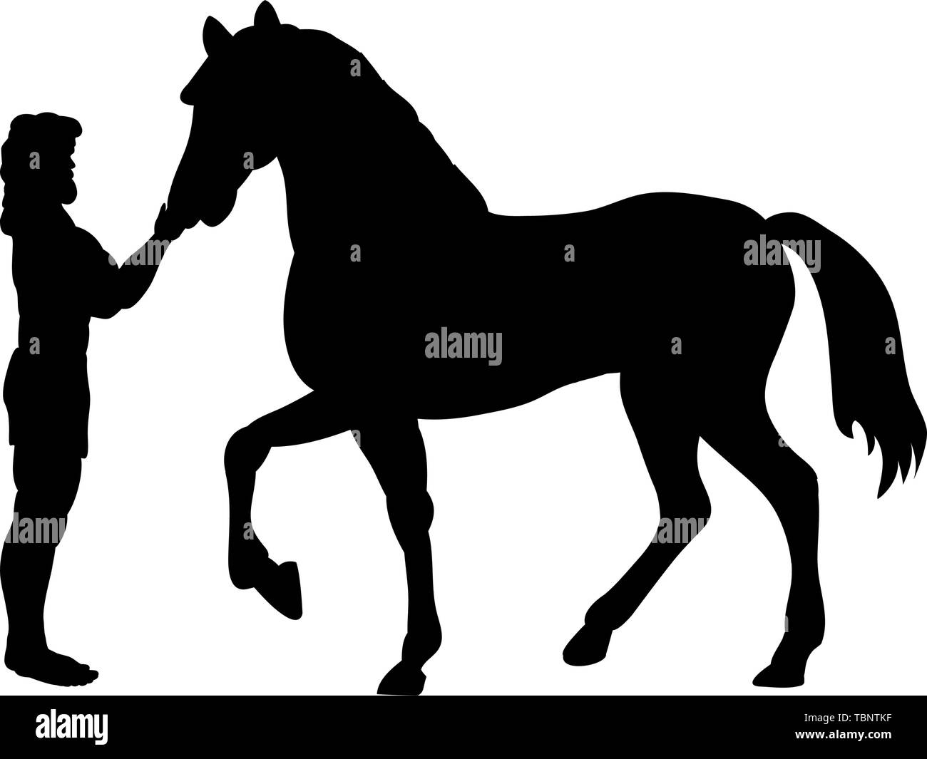 Heracles caballo mitología silueta fantasía. Ilustración vectorial. Ilustración del Vector