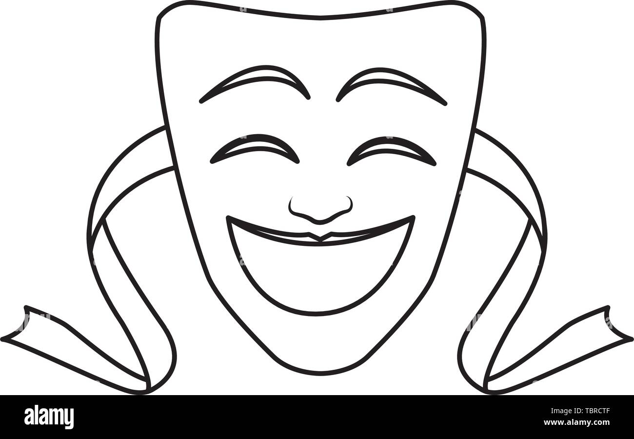 Lograr fricción Humedal Icono de máscara de teatro en blanco y negro Imagen Vector de stock - Alamy