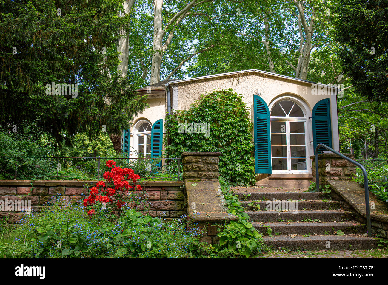 Gartenhaus Nebbien Nebbiensches, la casa de veraneo, como clasicista, pavillon, Frankfurt am Main, Alemania Foto de stock