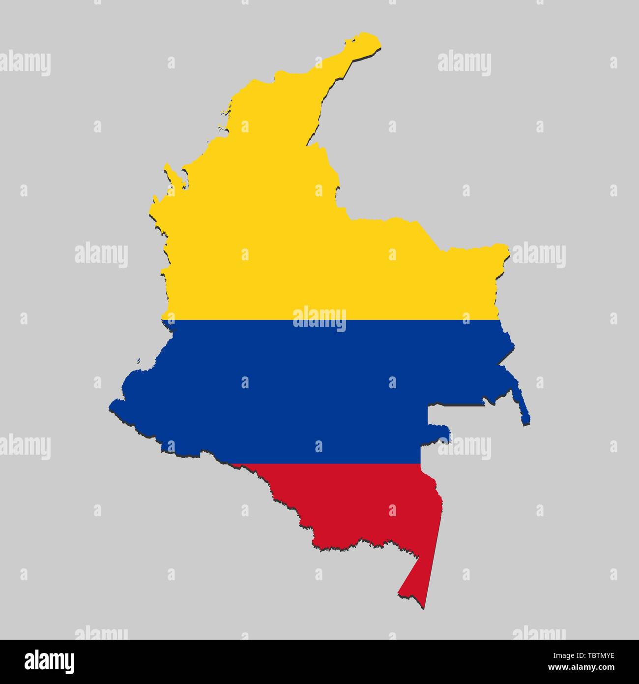 Mapa de Colombia con la bandera nacional. Ilustración vectorial Imagen