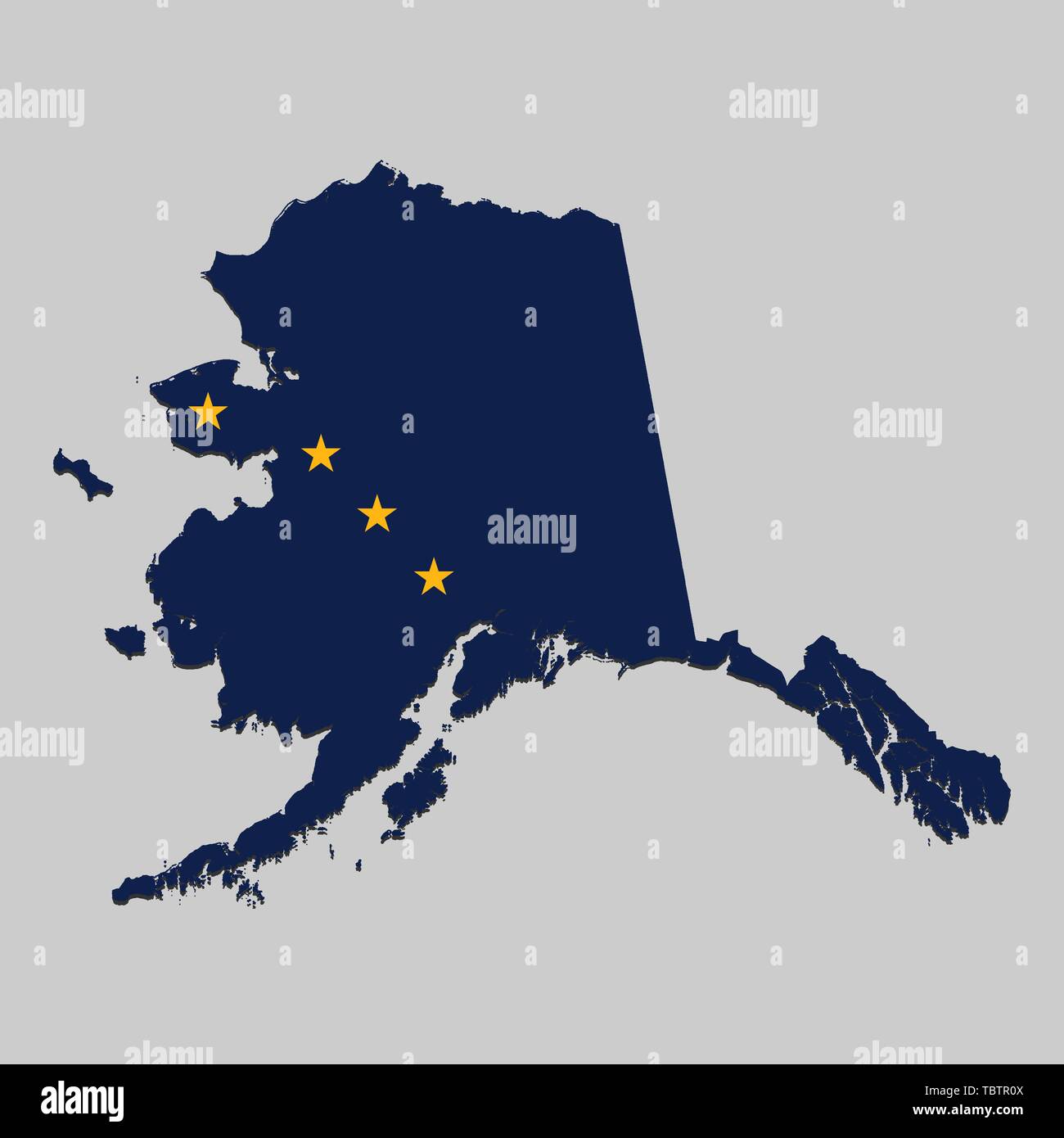 Mapa de Alaska es un estado de Estados Unidos con la bandera Ilustración vectorial Imagen