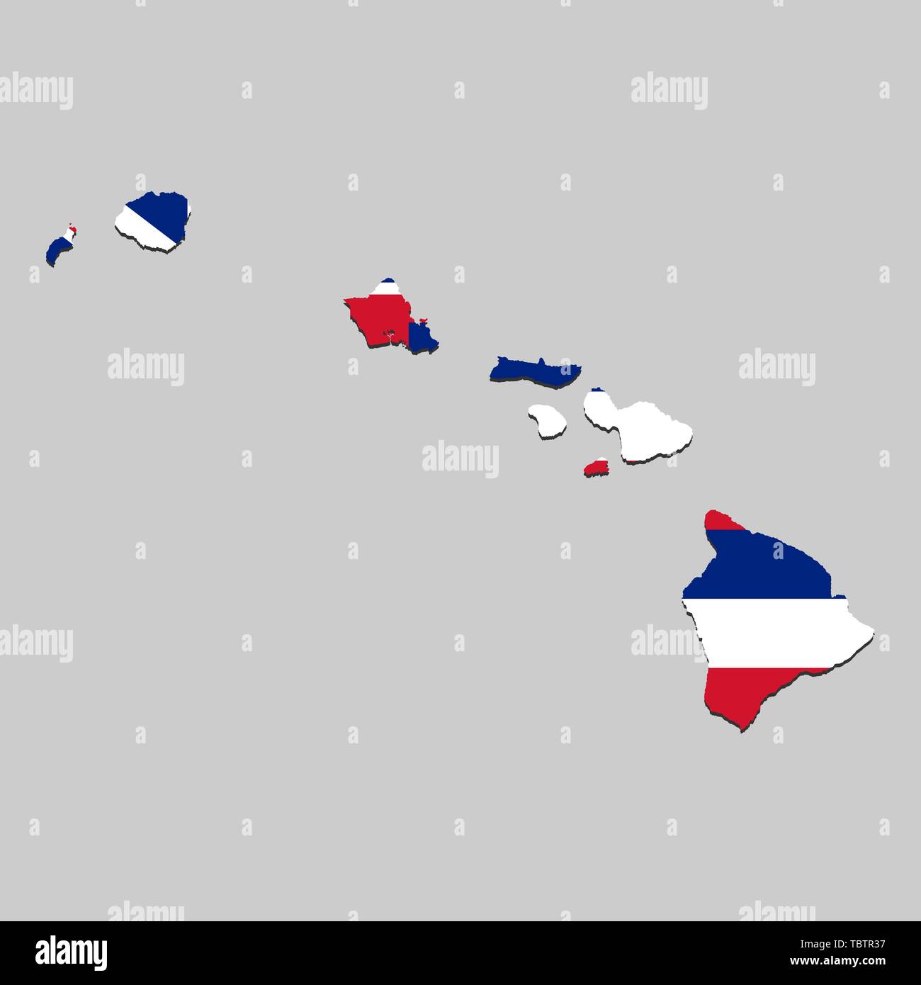 Mapa de Hawaii es un estado de Estados Unidos con la bandera