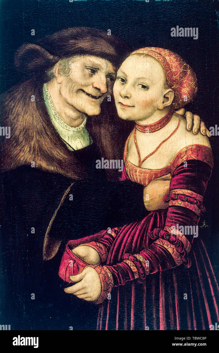 Lucas Cranach, la pareja Ill-Matched, pintura, 1517 Foto de stock