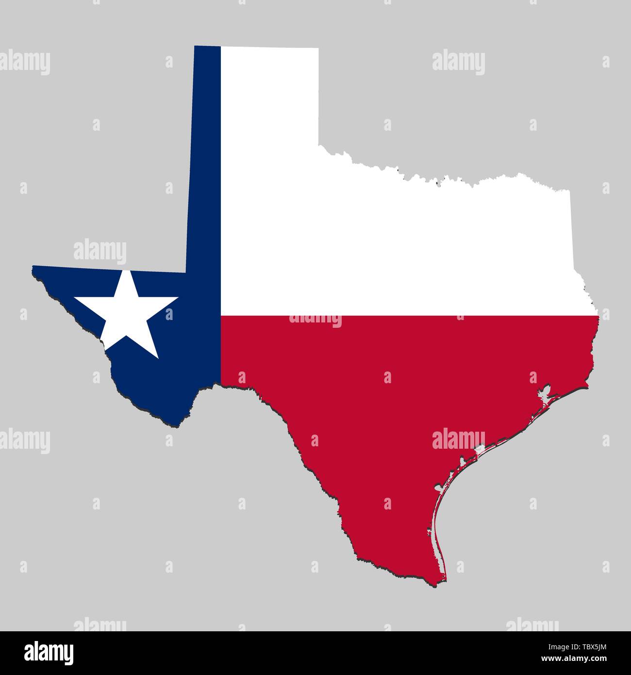 Mapa de Texas es un estado de Estados Unidos con la bandera. Ilustración vectorial Imagen Vector