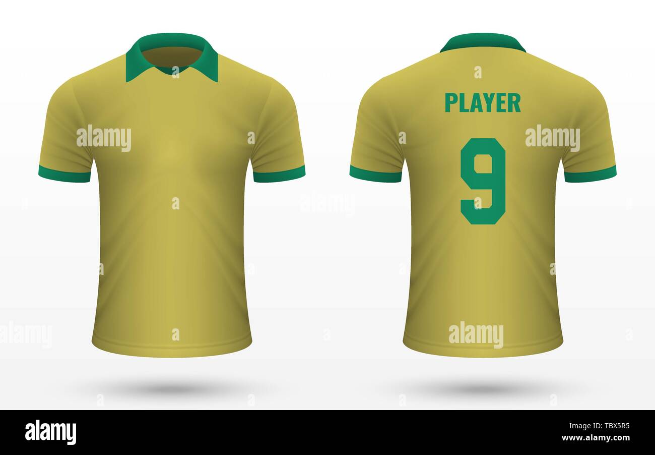 malta capital lápiz Camiseta de fútbol realista Brasil 2019, Jersey plantilla para equipos de  fútbol. Ilustración vectorial Imagen Vector de stock - Alamy