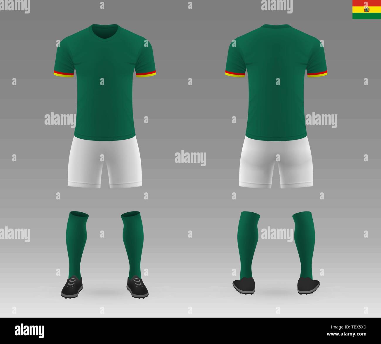 Kit de equipo nacional de fútbol de Bolivia, camisa plantilla para un  jersey de fútbol. Ilustración vectorial Imagen Vector de stock - Alamy