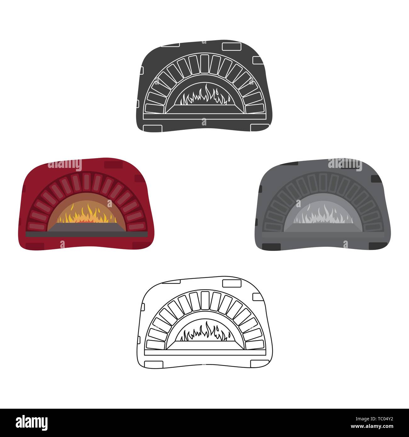 Horno de leña icono en cartoon,negro estilo aislado sobre fondo blanco. Pizza  pizzería símbolo e ilustración vectorial Imagen Vector de stock - Alamy
