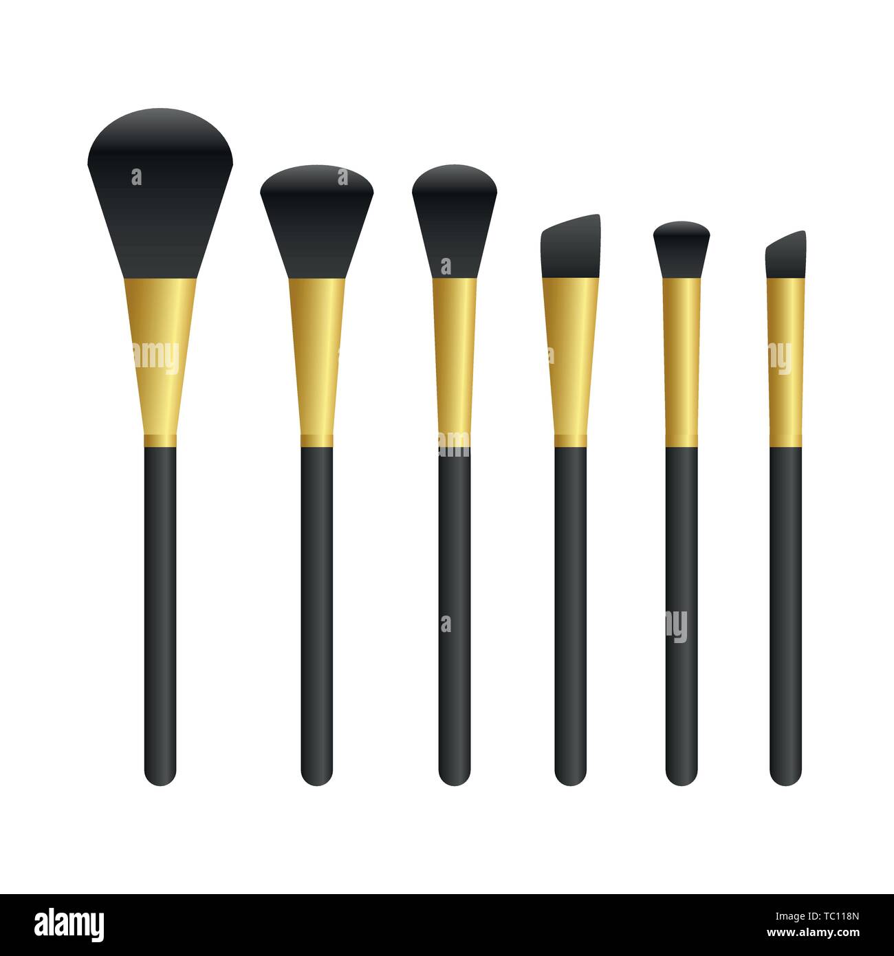 Brush set maquillaje dorado aislado sobre fondo blanco ilustración vectorial EPS10 Ilustración del Vector