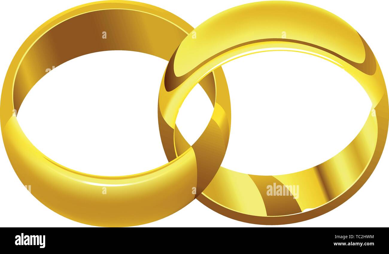 Ilustración vectorial. Icono de anillos de boda. Anillos entrelazados con  luminosos y sombras Imagen Vector de stock - Alamy