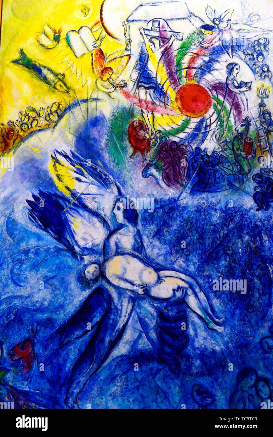La creación del hombre,1956-1958,una pintura de Marc Chagall en el museo Chagall en Niza, al sur de Francia. Foto de stock