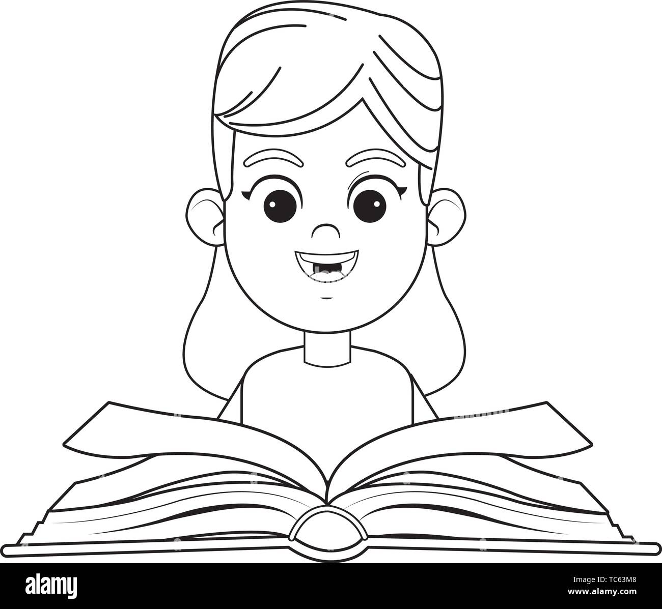 Grupo De Niños Leyendo Un Libro. Página En Blanco Y Negro Del Libro Para  Colorear. Ilustraciones svg, vectoriales, clip art vectorizado libre de  derechos. Image 78622203
