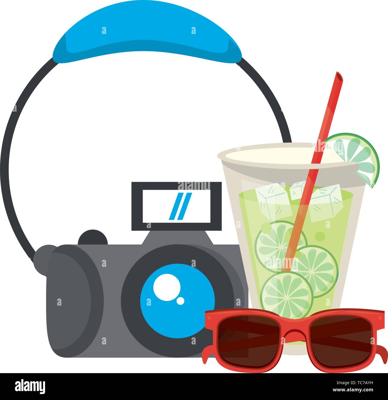 Limonada con gafas de sol y cámara caricaturas Imagen Vector de stock -  Alamy