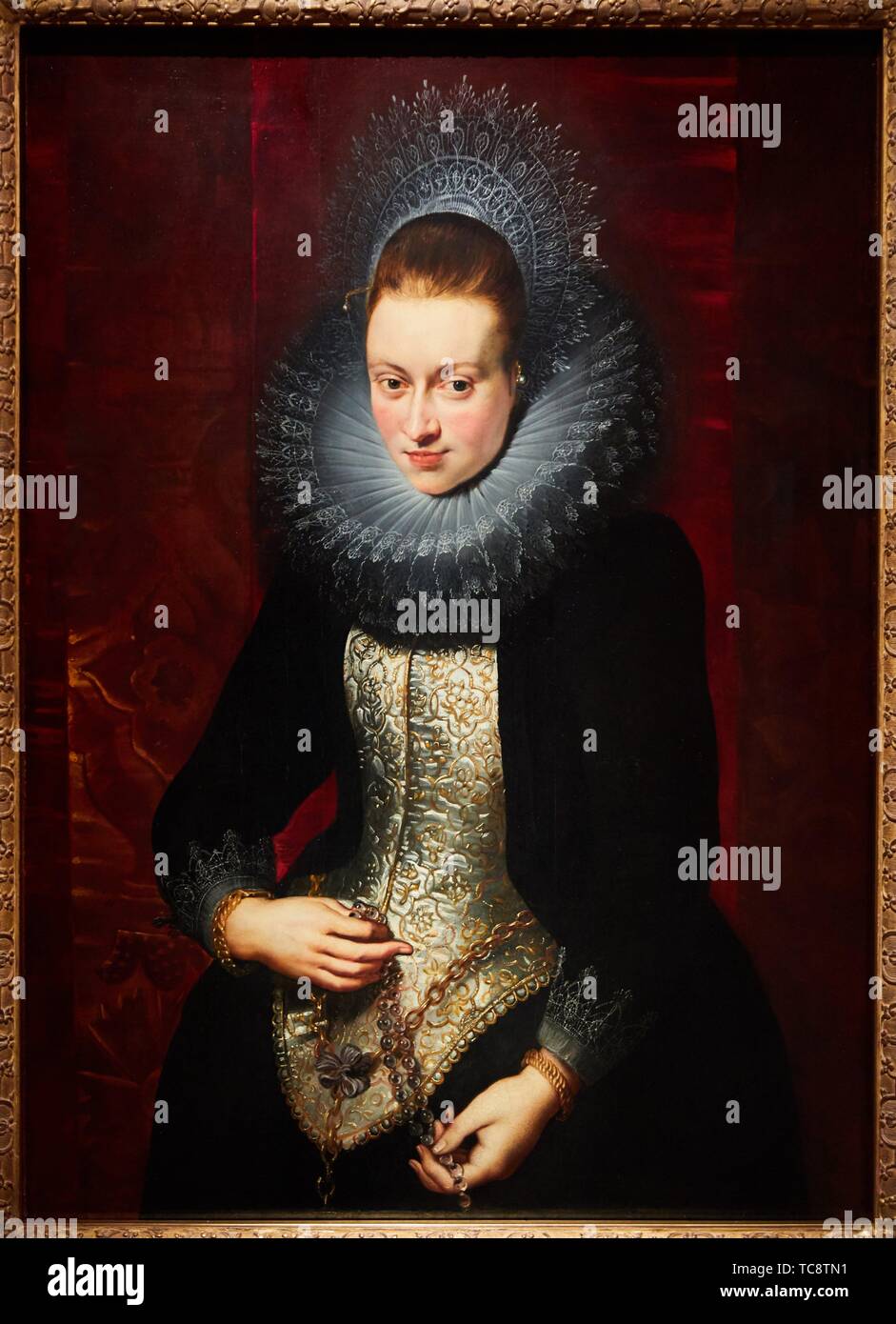 '''Retrato de una mujer joven con un Rosario'', 1609-1610, Peter Paul Rubens, Museo Thyssen Bornemisza, Madrid, España Foto de stock