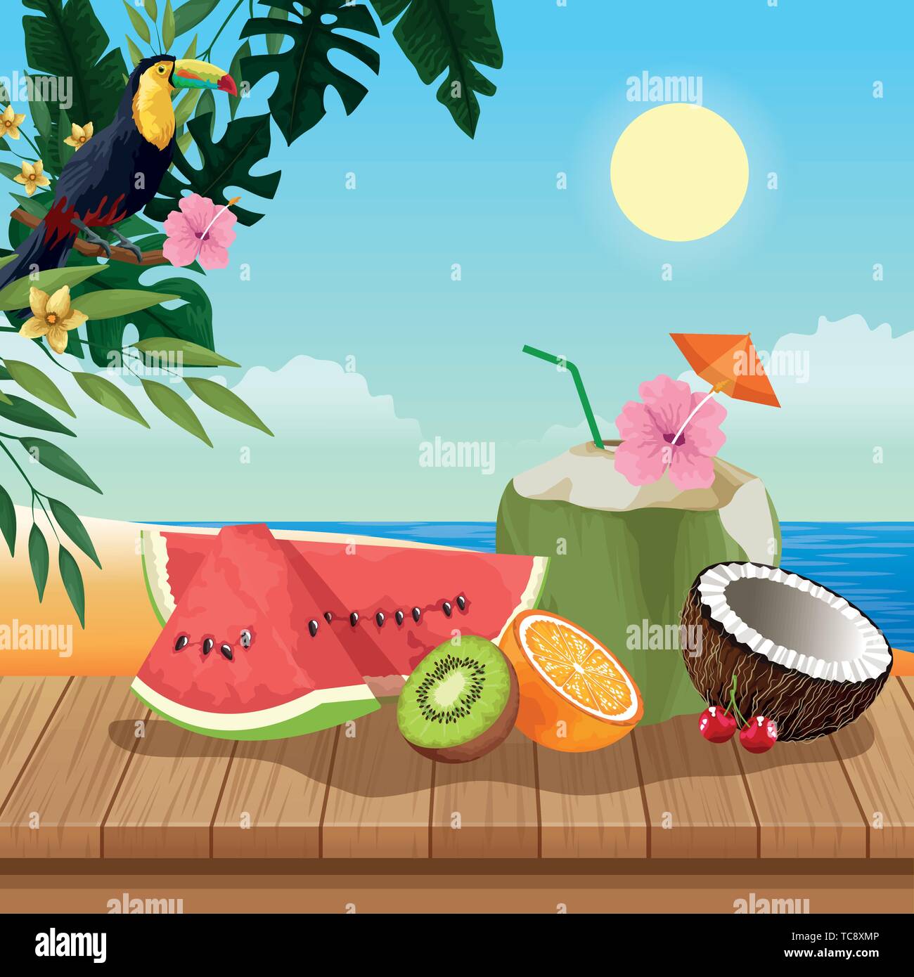 Vacaciones de verano y la playa dibujos animados Imagen Vector de stock - Alamy Vacaciones de verano y la playa dibujos animados Imagen Vector de stock - Alamy