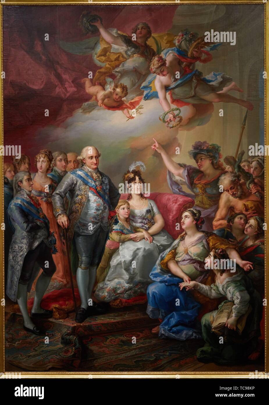 '''Carlos IV y su familia homenajeados por la Universidad de Valencia'', 1802, Vicente López Portaña, Museo del Prado, Madrid, España Foto de stock