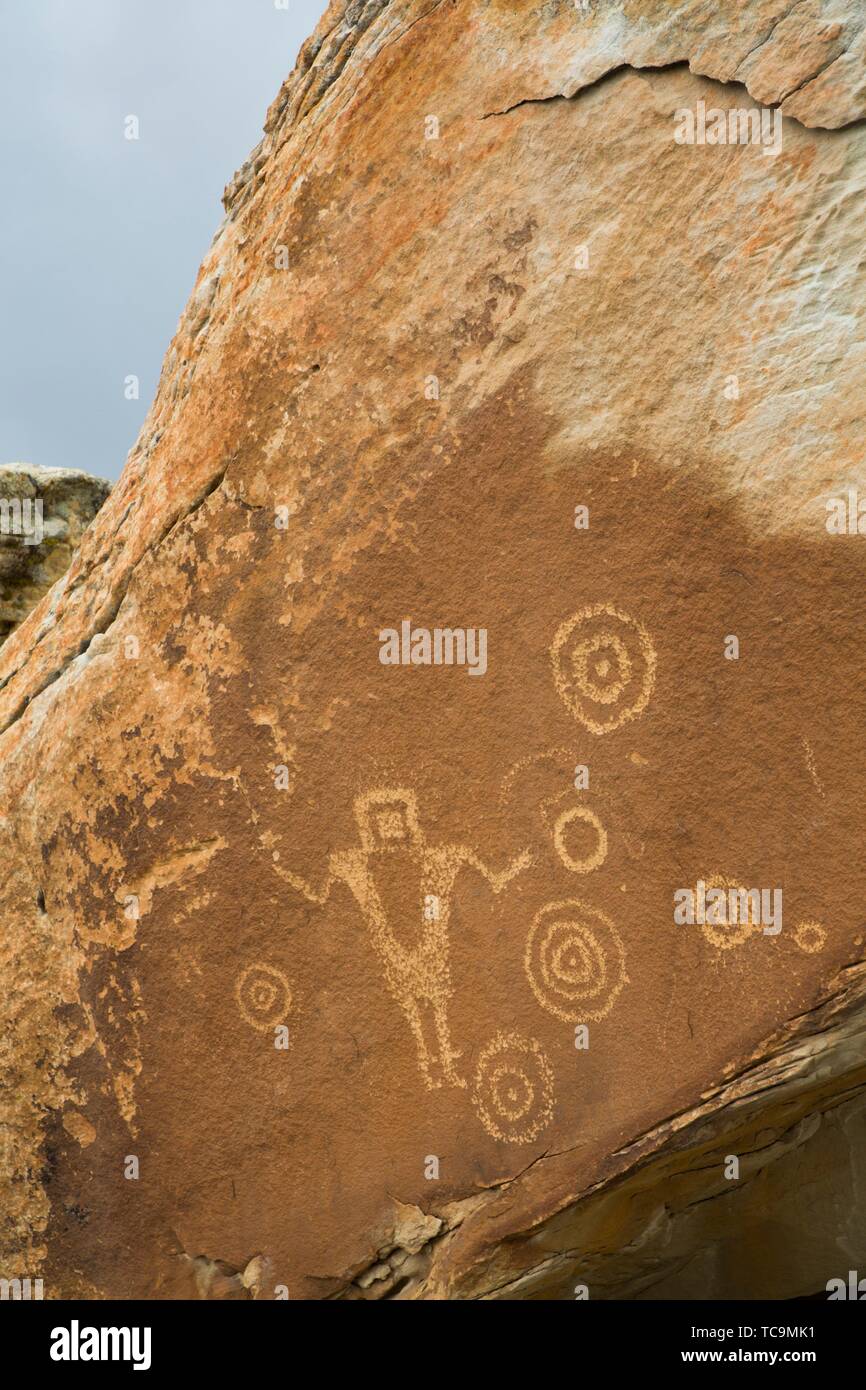 El malabarista Panel de petroglifos, San Rafael Swell, Utah, EE.UU. Foto de stock