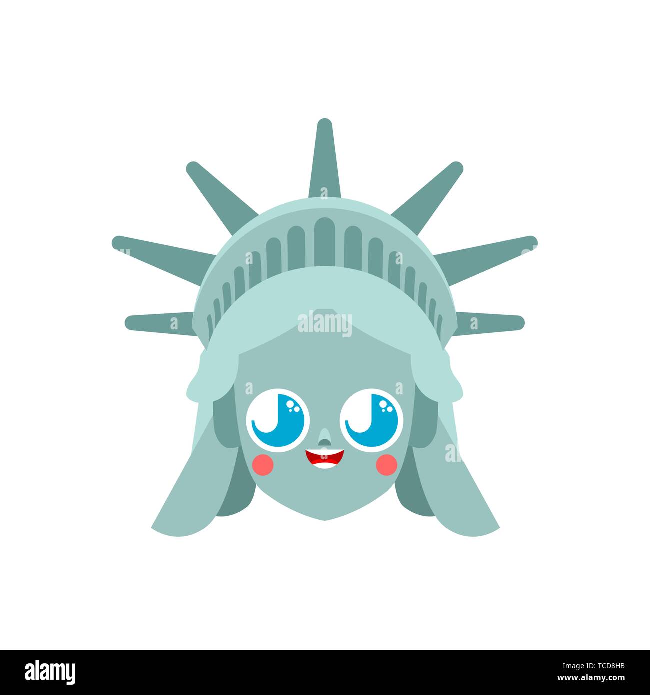 Kawaii Cute la estatua de la libertad. funny emblemático personaje. los niños de los Estados Unidos América es símbolo. Estilo infantil. Ilustración del Vector
