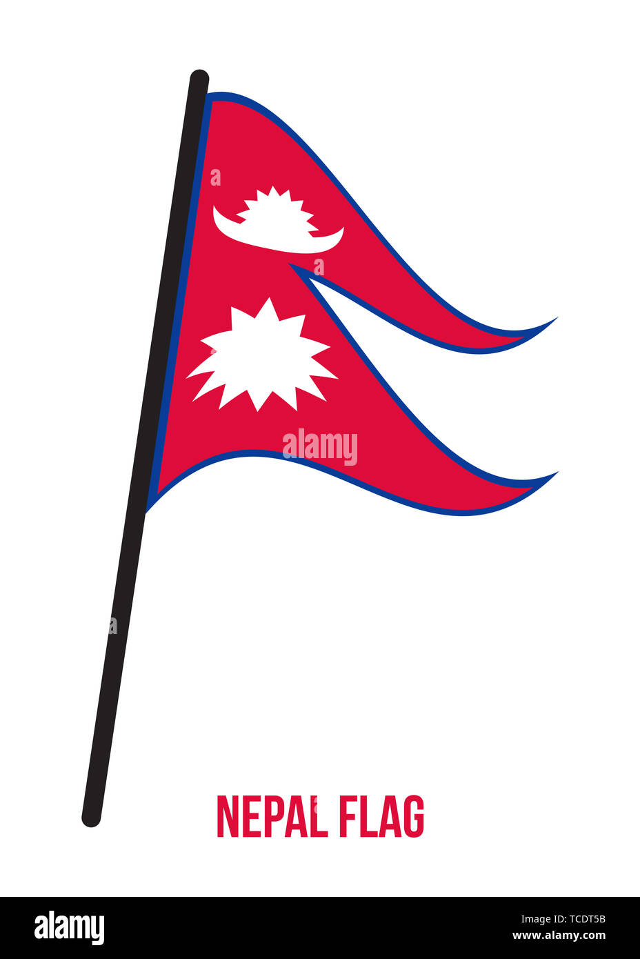 Nepal ondear la bandera ilustración vectorial sobre fondo blanco. La bandera nacional de Nepal. Foto de stock