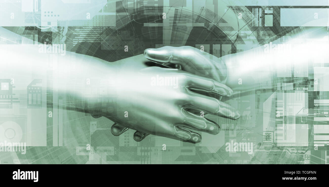 El movimiento de la mano y Virtual Acuerdo Digital Tech Concepto Foto de stock