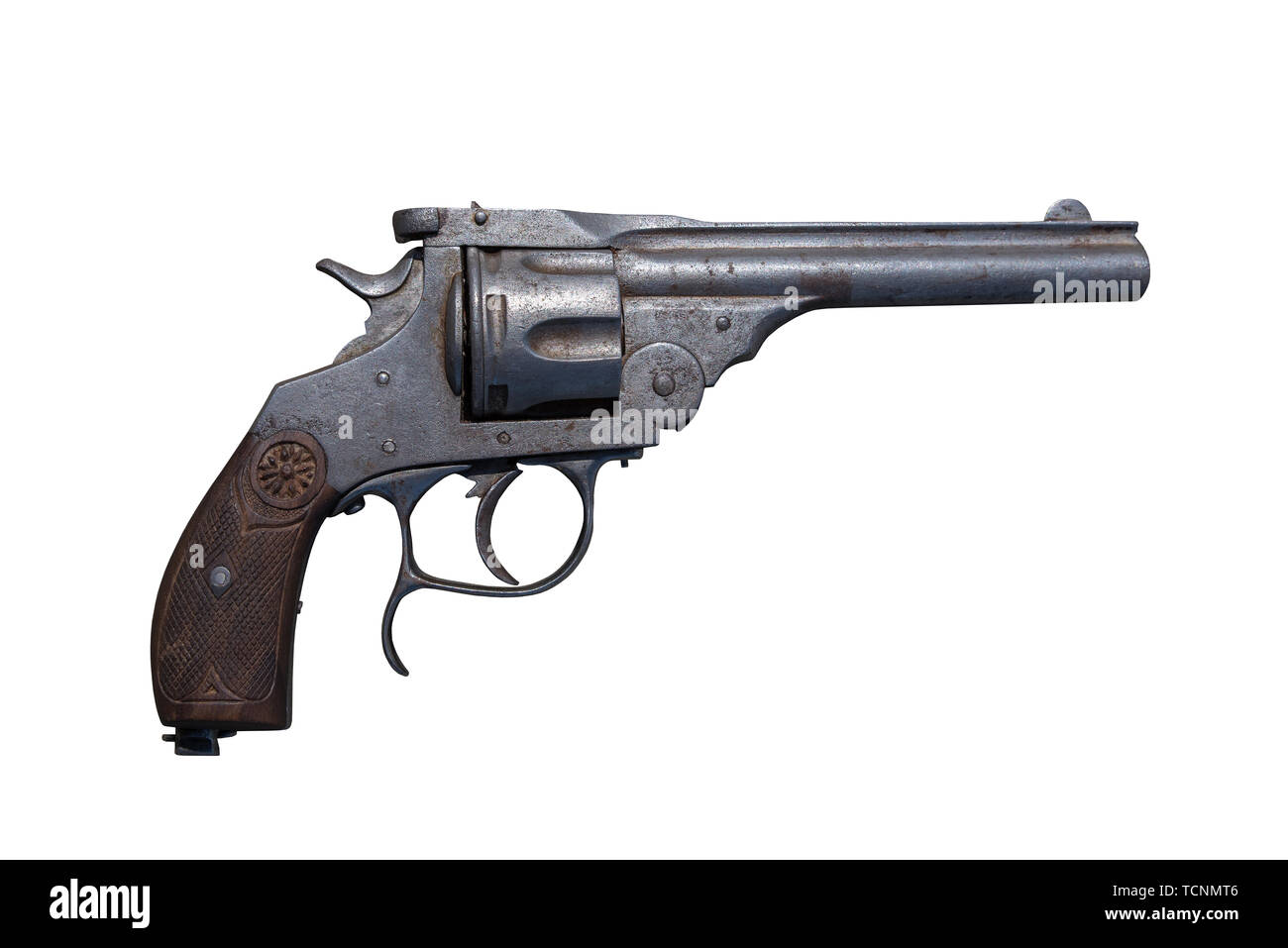 Pistola revolver. Arma de fuego antigua. Foto de stock