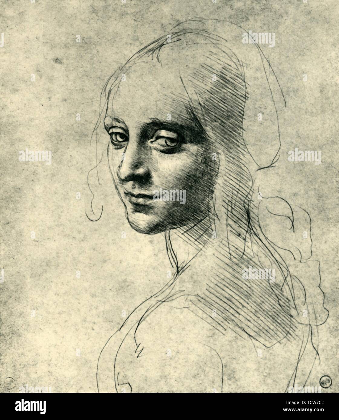 Cabeza de una mujer joven (estudio por el Ángel de la