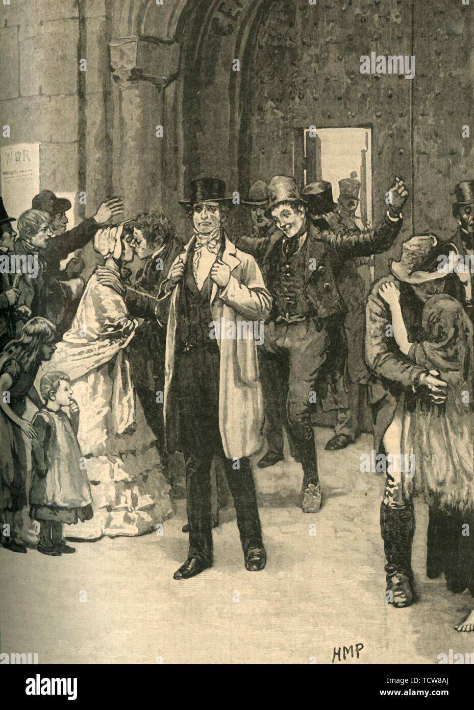 Los presos irlandeses liberadas durante el progreso de Lord Mulgrave, 1836 (c1890). Creador: Desconocido. Foto de stock