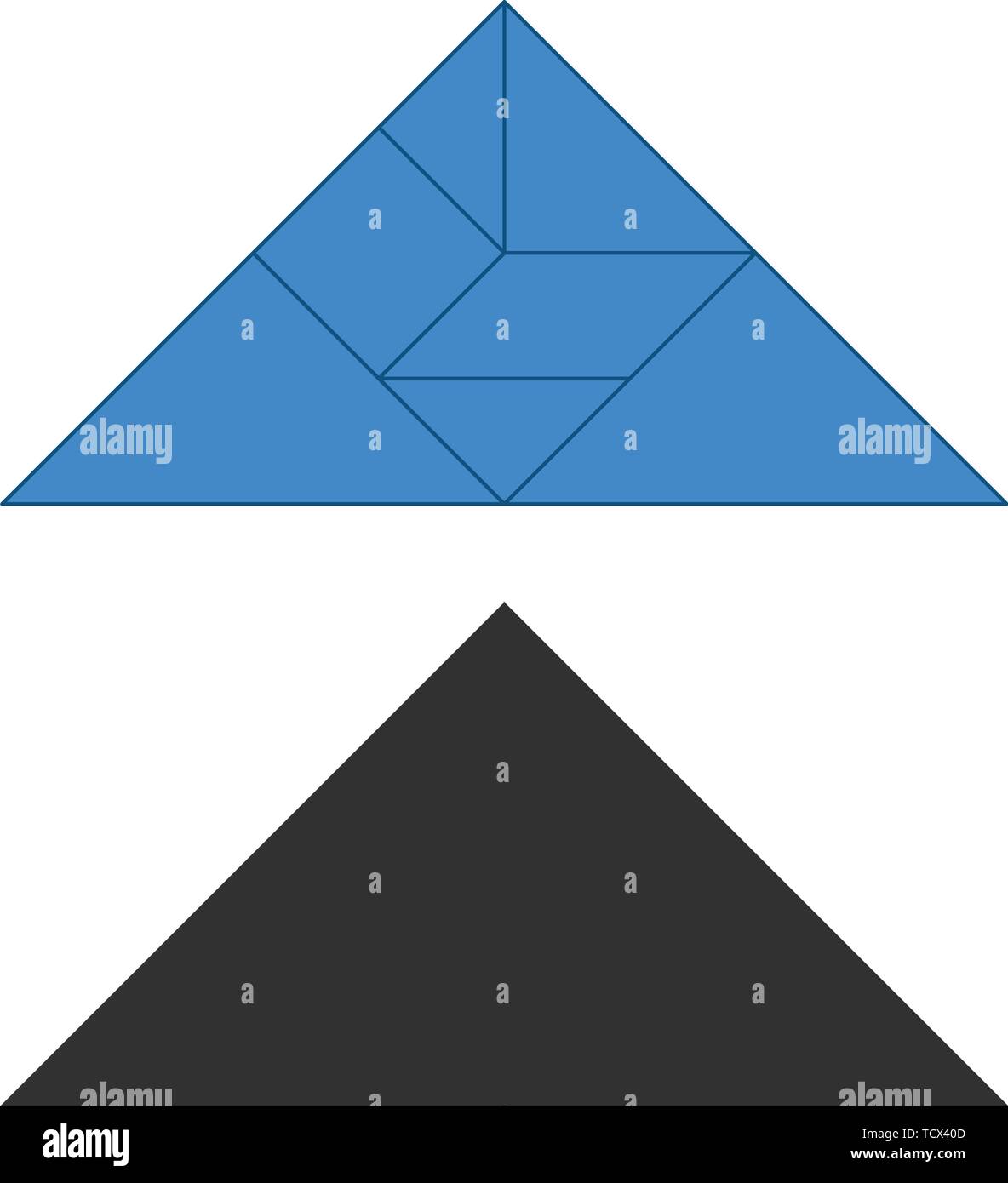 Tangram. Chino tradicional puzzle de disección, siete piezas de mosaico -  formas geométricas: triángulos, cuadrados, rombos paralelogramo. Juego de  mesa para niños Imagen Vector de stock - Alamy