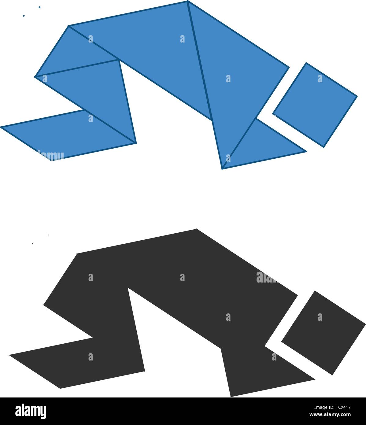 Orante Tangram. Chino tradicional puzzle de disección, siete piezas de  mosaico - formas geométricas: triángulos, cuadrados, rombos paralelogramo.  El jabalí Imagen Vector de stock - Alamy