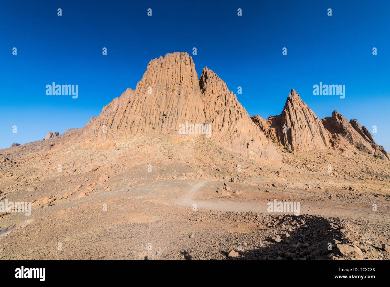 Montañas de Assekrem, Tamanrasset, montañas Hoggar, Argelia, Norte de África, África Foto de stock