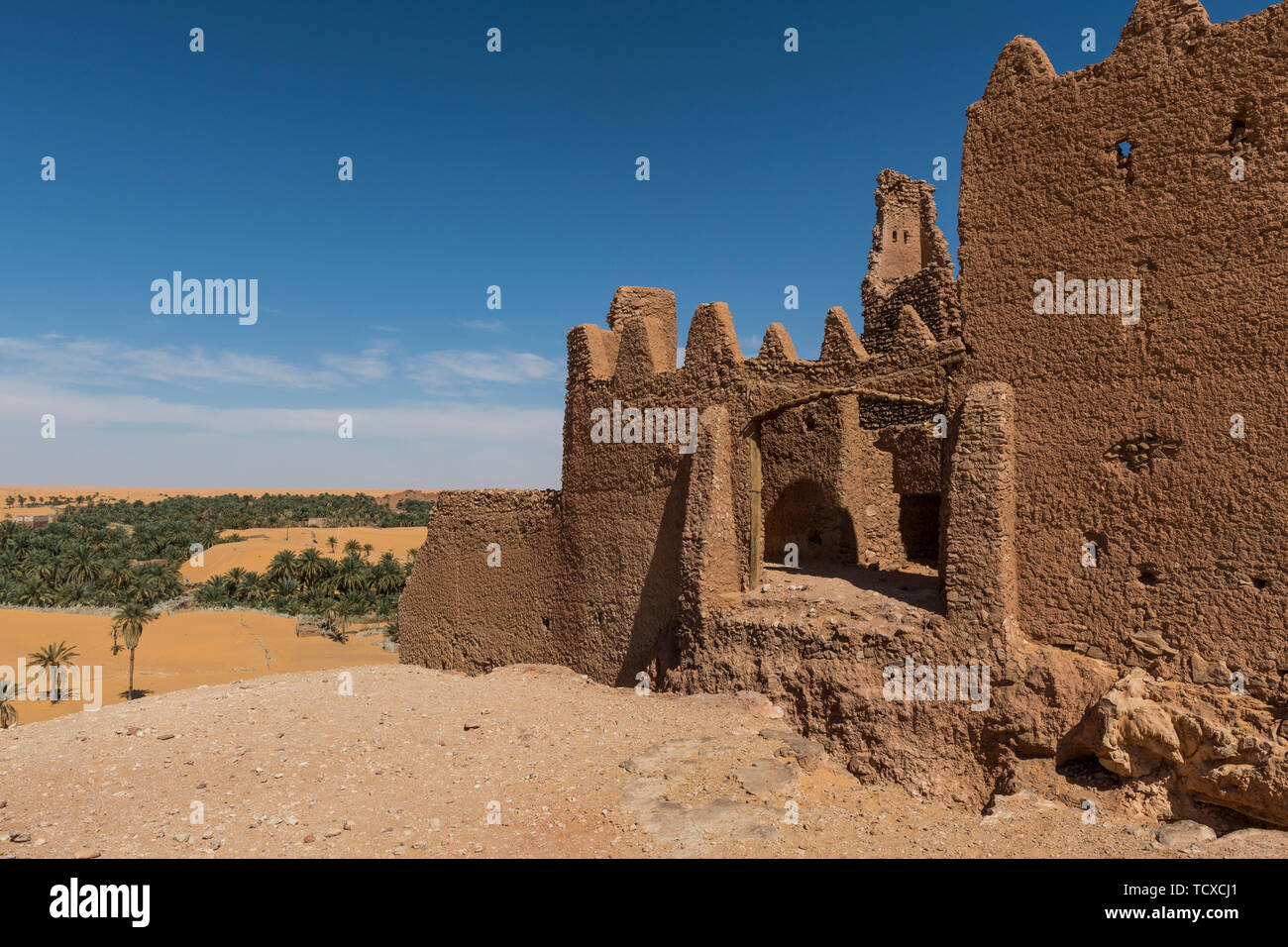 Antiguo Ksar, Old Town en el desierto, cerca de Timimoun, Argelia occidental, norte de África, África Foto de stock