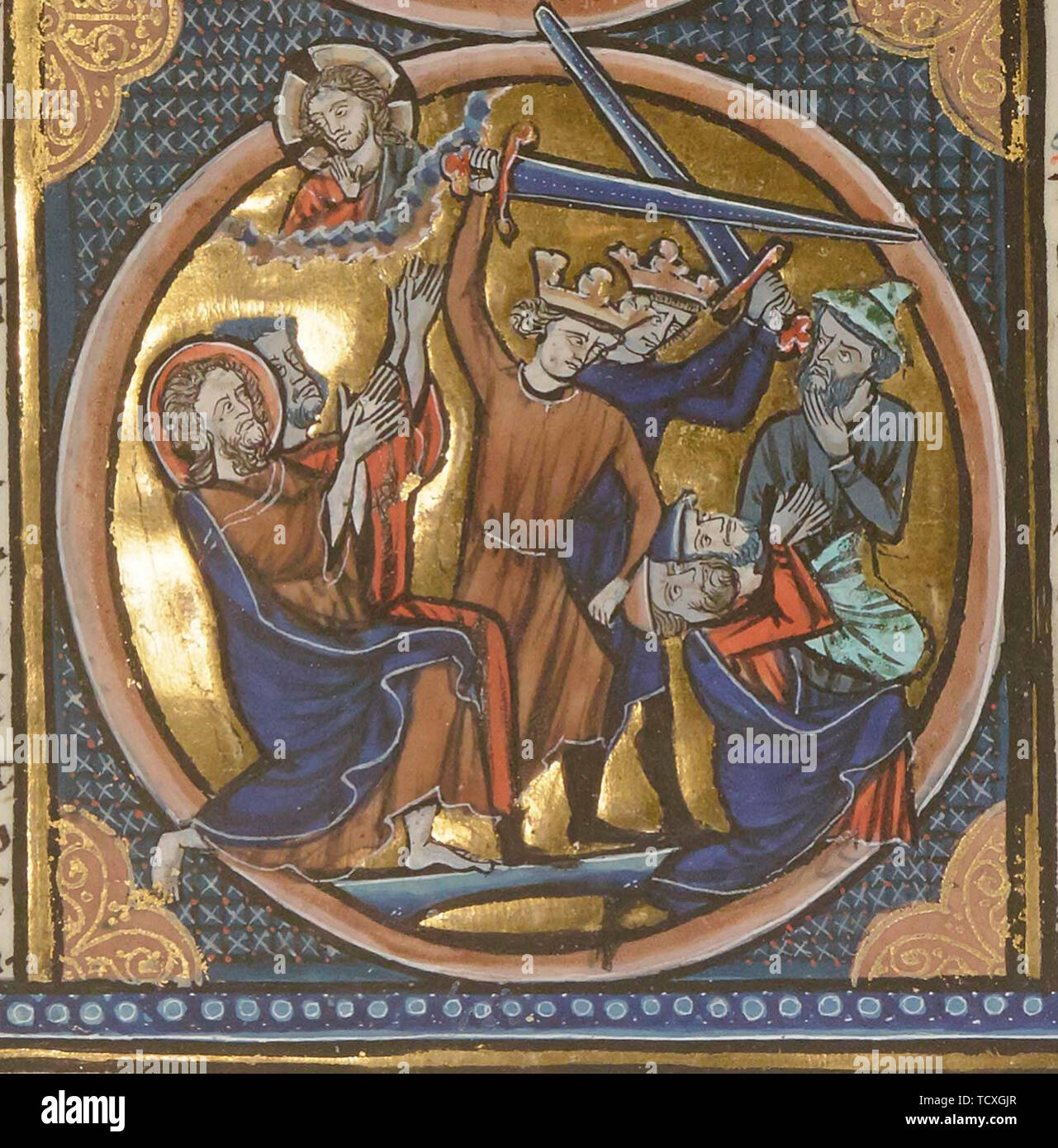 Ejecución de los judíos. Desde Emblèmes bibliques en miniatura, ca 1220-1230. Autor: Anónimo. Foto de stock