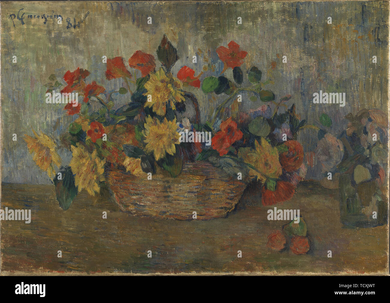 Cesta con flores, 1884. Creador: Gauguin, Paul Eugène Henri (1848-1903). Foto de stock
