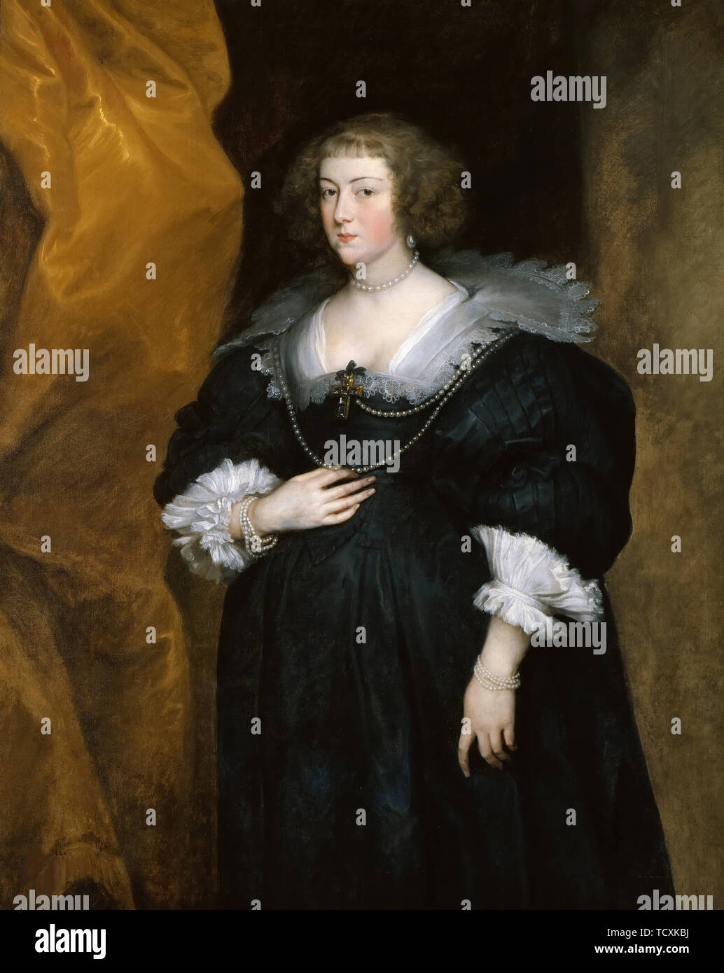 Retrato de una dama, c. 1635. Creador: Dyck, Sir Anthony van (1599-1641). Foto de stock