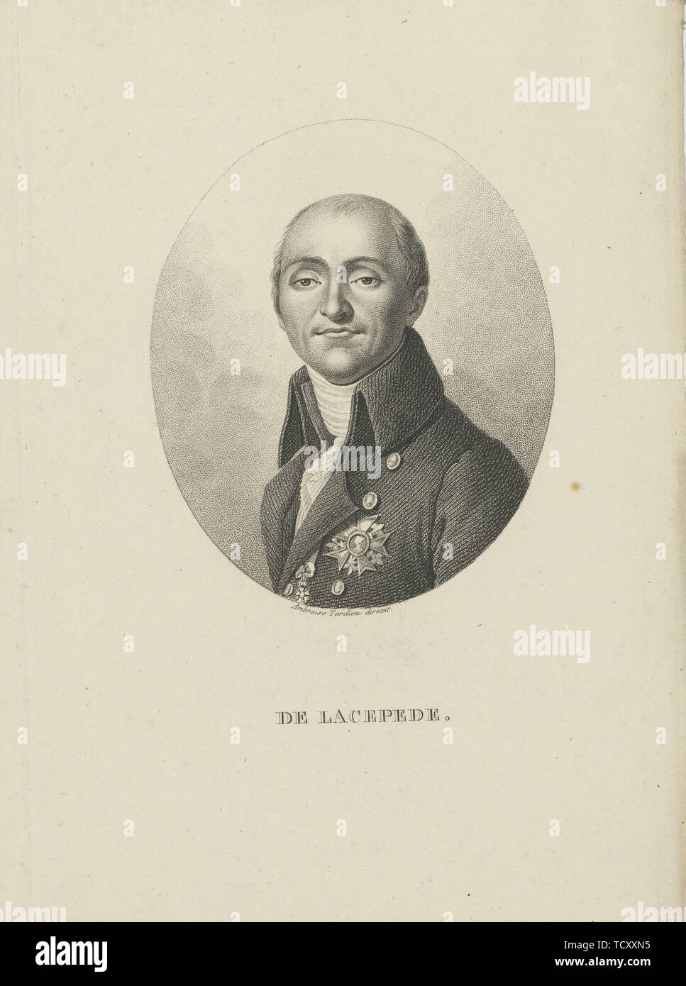 Bernard-Germain-Etienne de la ville-sur-Illon, conde de Lacépède (1756-1815), c. 1810. Creador: Tardieu, Ambroise (1788-1841). Foto de stock