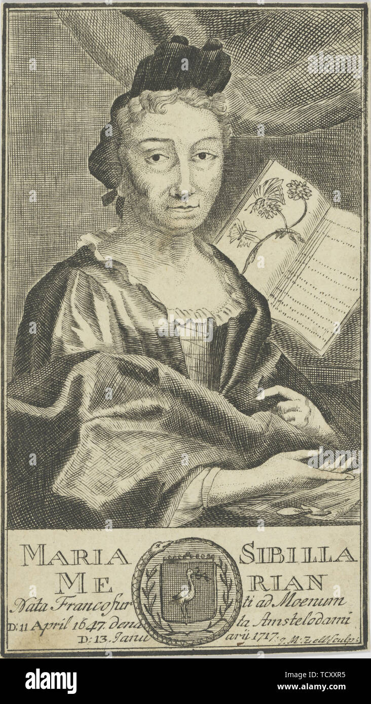 Retrato de Maria Sibylla Merian (1647-1717), 1755. Autor: Anónimo. Foto de stock