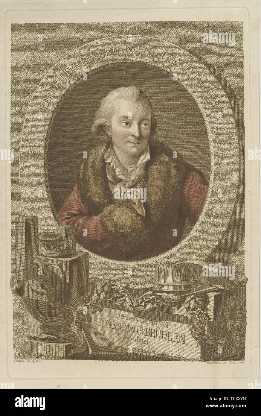 Retrato de Johann Friedrich Reinecke (1745-1787) , 1788. Creador: Seyffert, Johann Gottlob (1760-1824). Foto de stock