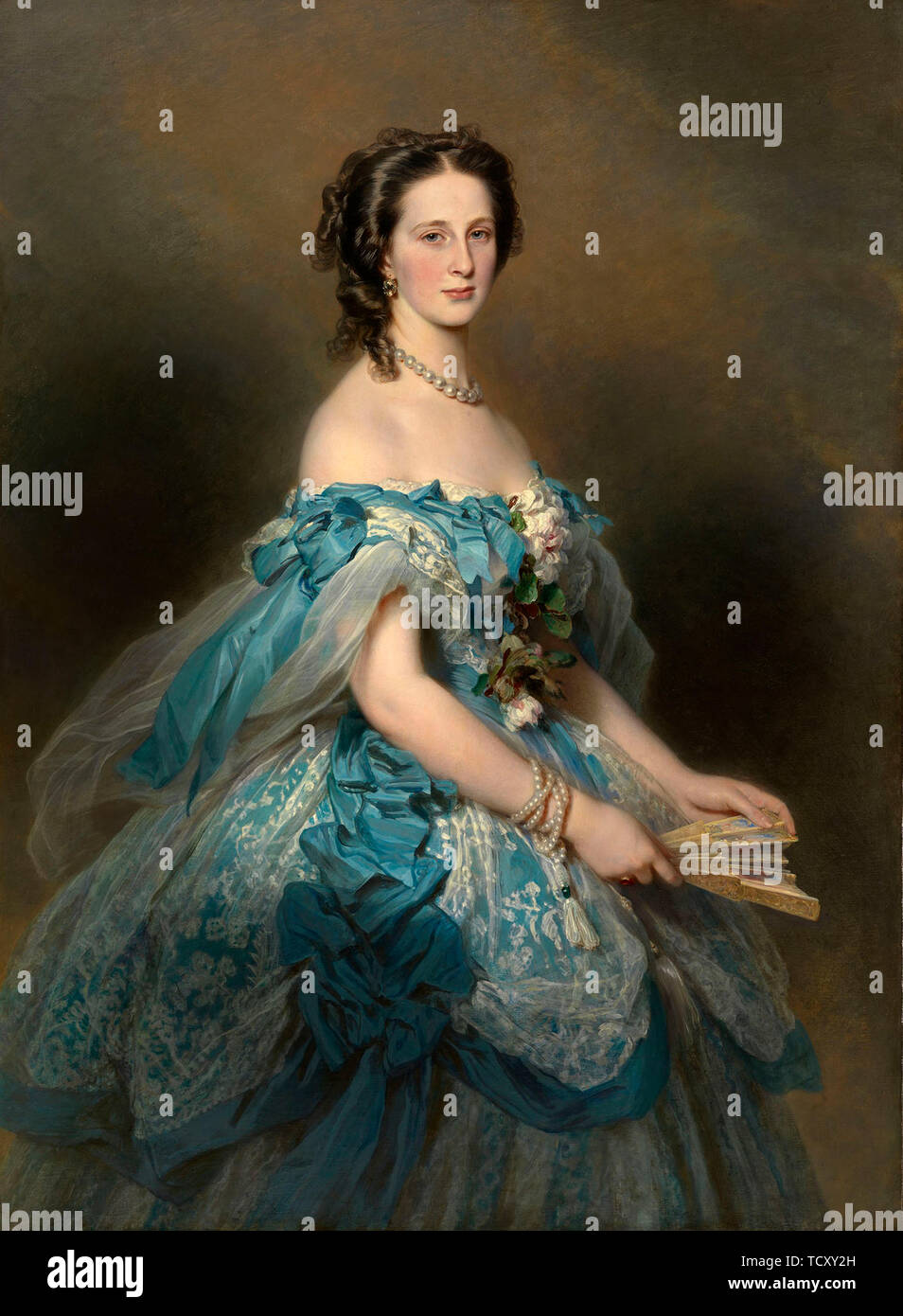 Retrato de la Gran Duquesa Alexandra Iosifovna de Sax-Altenburg (1830-1911), 1859. Creador: Winterhalter, Franz Xavier (1805-1873). Foto de stock