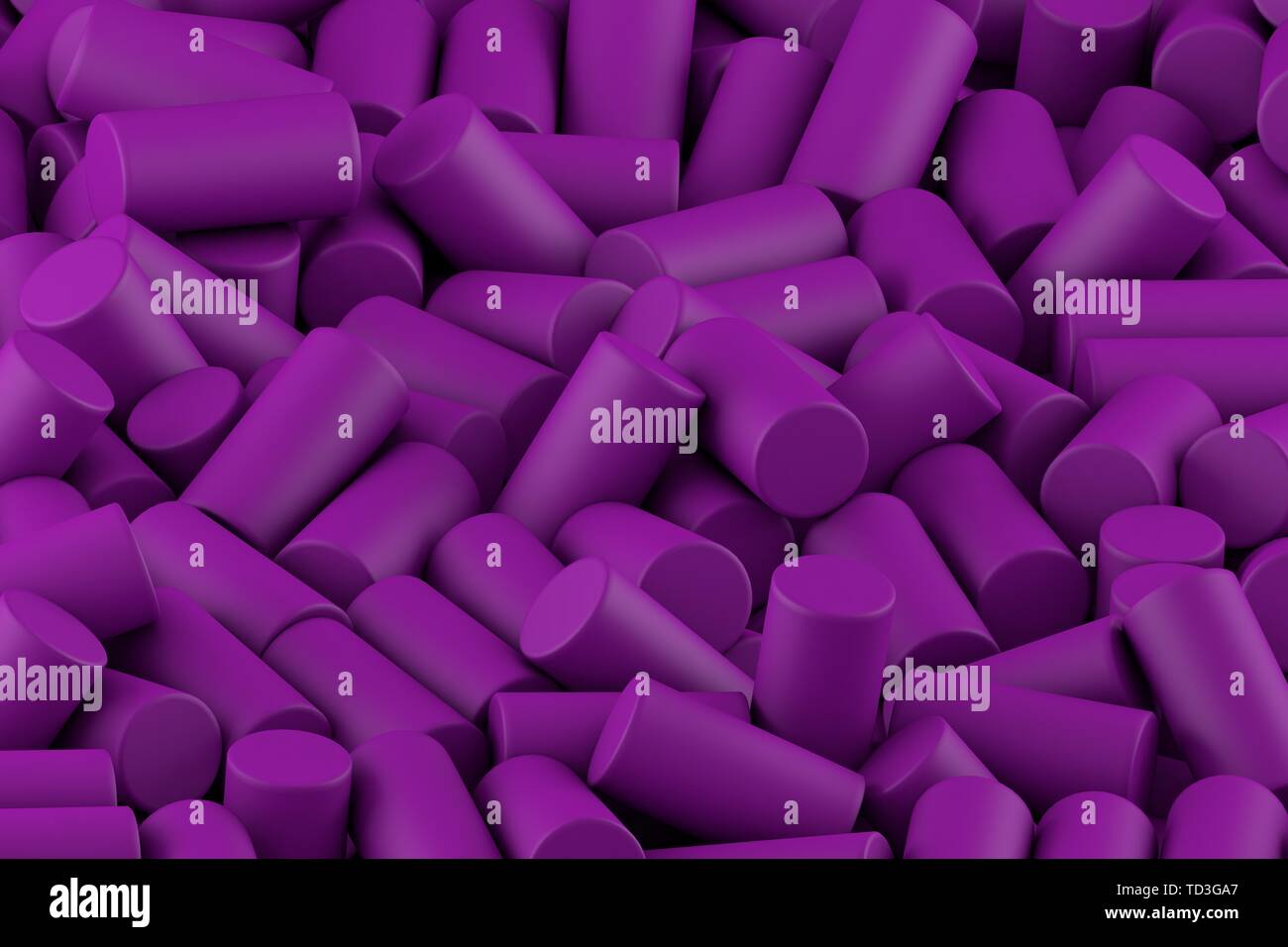 Resumen Antecedentes de aleatoriamente dispuestos cilindros mate de color púrpura Foto de stock