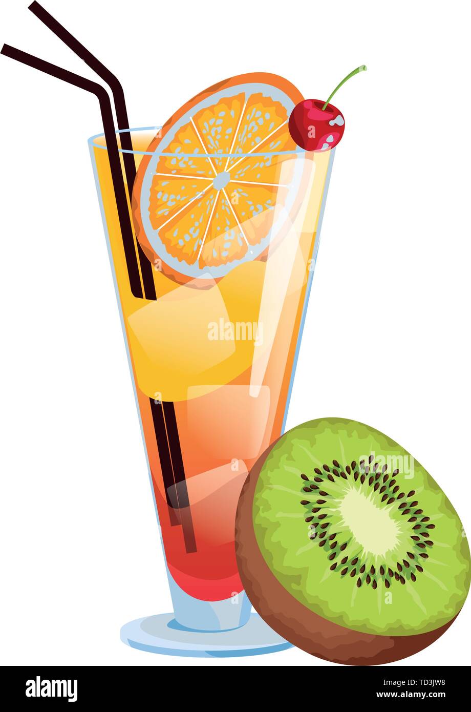 Cóctel de Frutas Tropicales dibujos animados icono Imagen Vector de stock -  Alamy