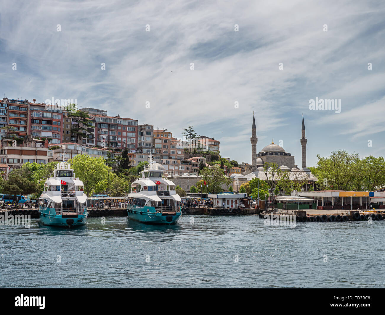 Los ferries Dentur Avrasya cruce del Bósforo en Estambul, Turquía Foto de stock