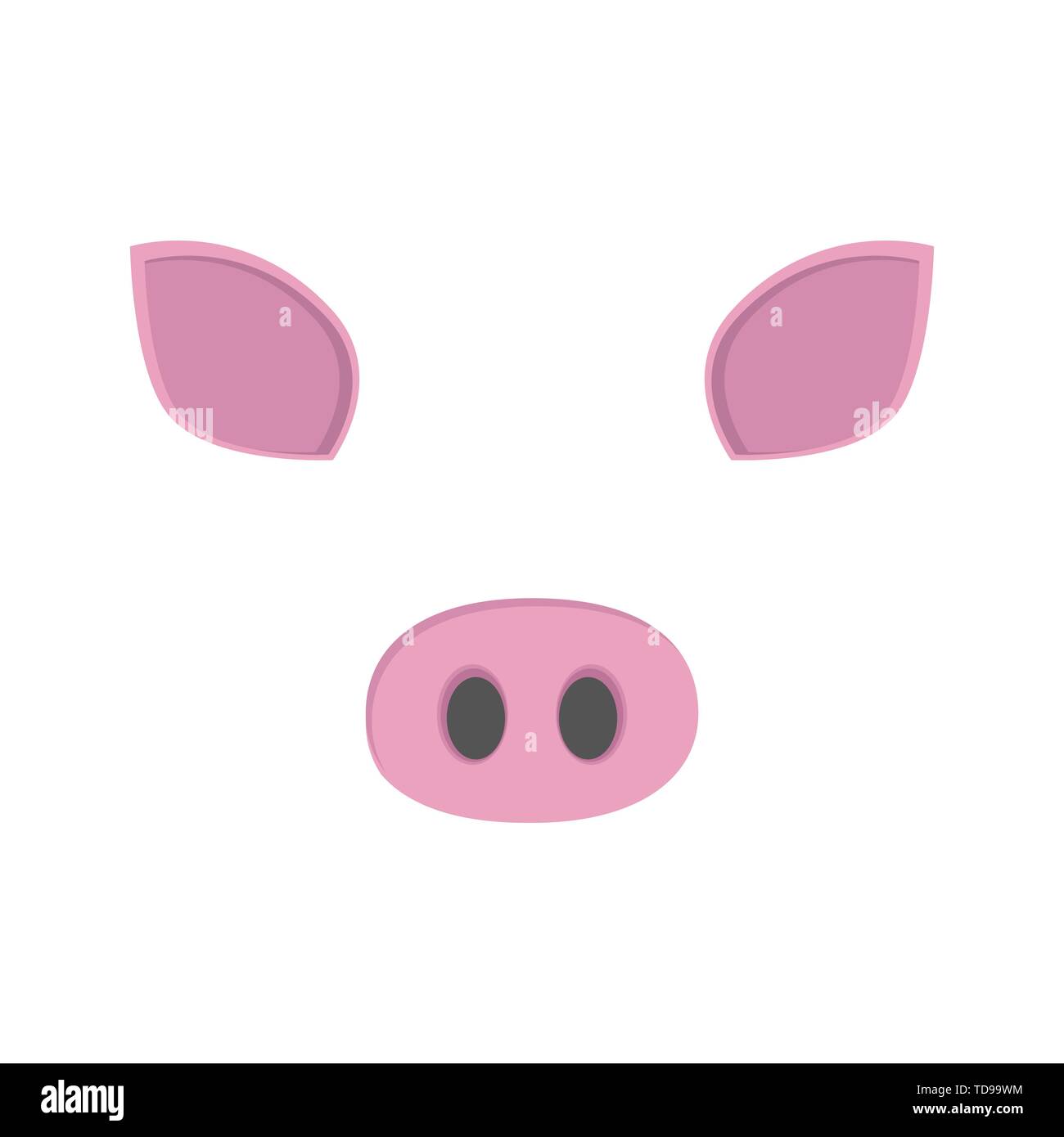 Cara de cerdo. La nariz y las orejas. Año Nuevo Imagen Vector de stock -  Alamy