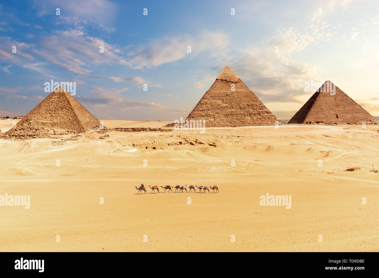 Vista del Desierto de las pirámides de Giza, El Cairo, Egipto. Foto de stock