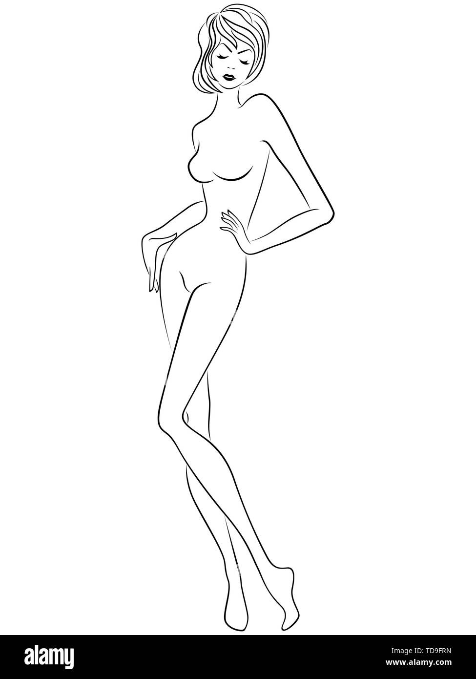 Mujer elegante con delgada figura aislado sobre fondo blanco, dibujo a mano alzada, contorno vectorial Imagen Vector de stock - Alamy Mujer elegante con delgada figura aislado sobre fondo blanco, dibujo a mano alzada, contorno vectorial Imagen Vector de stock - Alamy