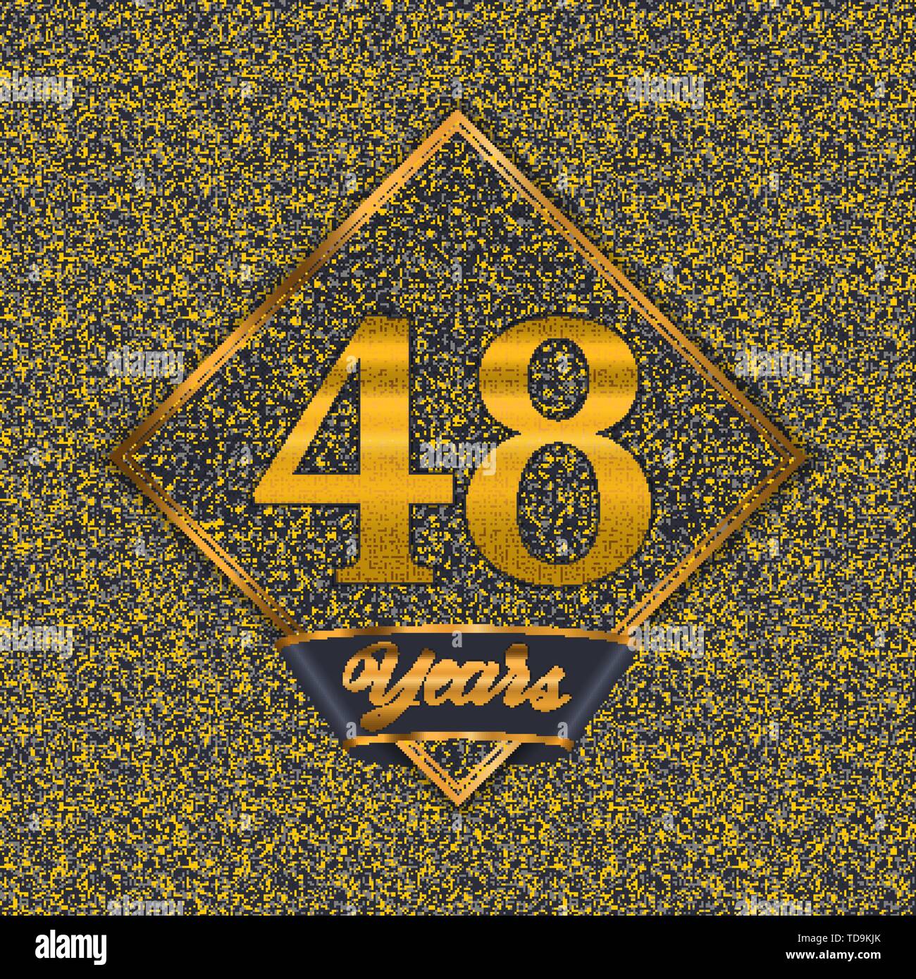 Golden número cuarenta y ocho años (48 años) celebración de diseño.  Aniversario número de oro con fondo de lujo para su fiesta de cumpleaños  Imagen Vector de stock - Alamy