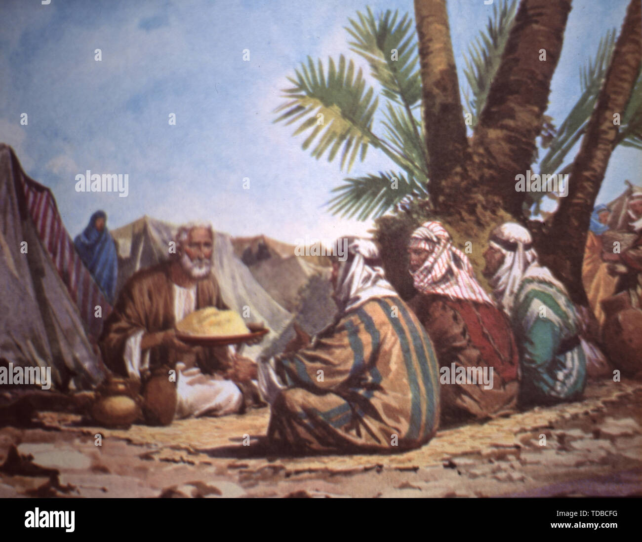 Ilustración de la Biblia representando 'Génesis 181' de los tres