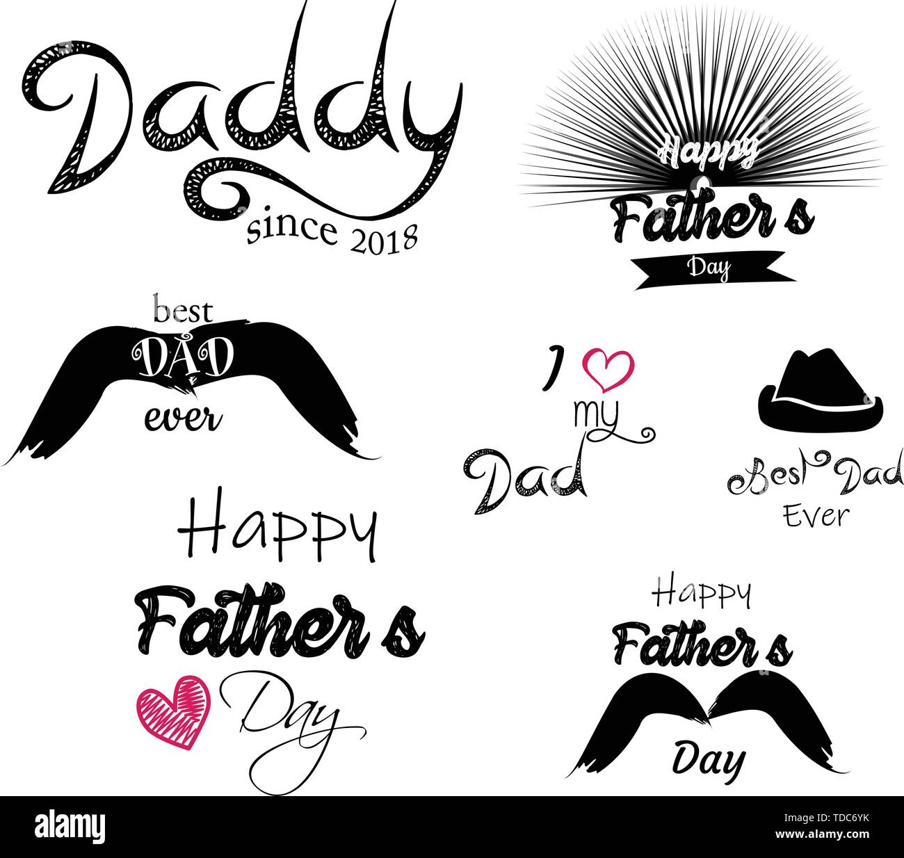 Feliz Dia Del Padre El Texto Coleccion De Diseno Tipografia Para Imprimir O Usar Como Cartel Tarjeta Folleto O Camiseta Imagen Vector De Stock Alamy