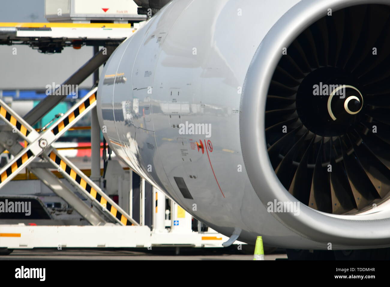 Motor de Airbus A330 en el aeropuerto de Dublín Foto de stock