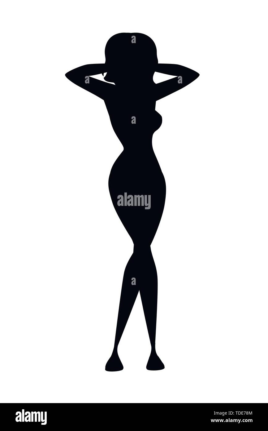 Flat En Cartoon Bañador Negra Silueta Hermosa Mujer Character Design srthQdCxB