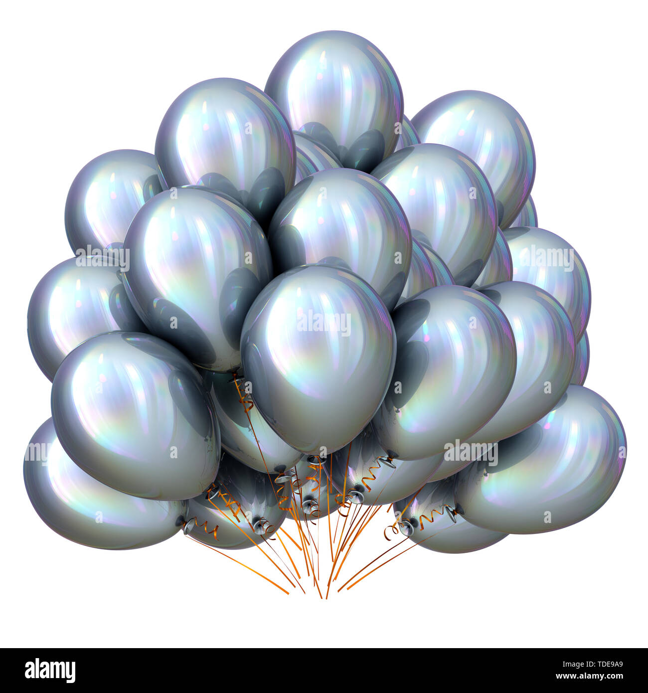 Parte globos plateados para decoración Fotografía de stock - Alamy