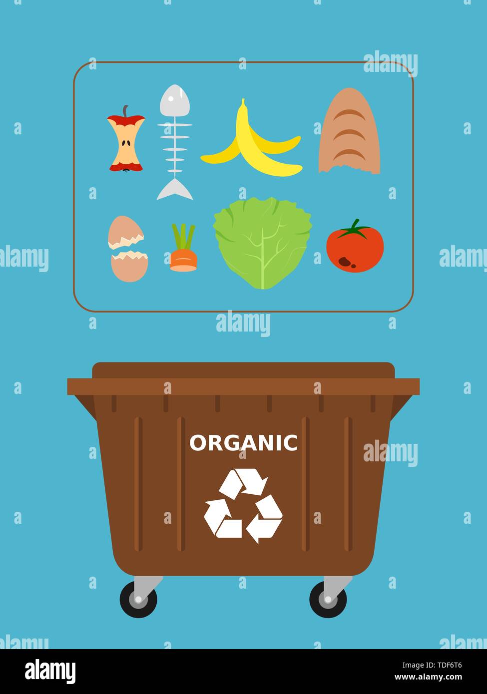 ensalada otro Impulso Contenedor de basura reciclable de los residuos orgánicos. Contenedor  marrón, restos de alimentos. Para reciclar residuos  orgánicos,abono,segregar residuos, la clasificación de la basura. Vector  Imagen Vector de stock - Alamy